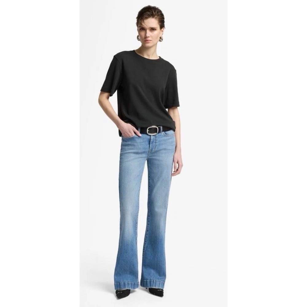 7 For All Mankind Dojo Tailorless Slim Illusion Flare Jeans Medium Wash Denim 32